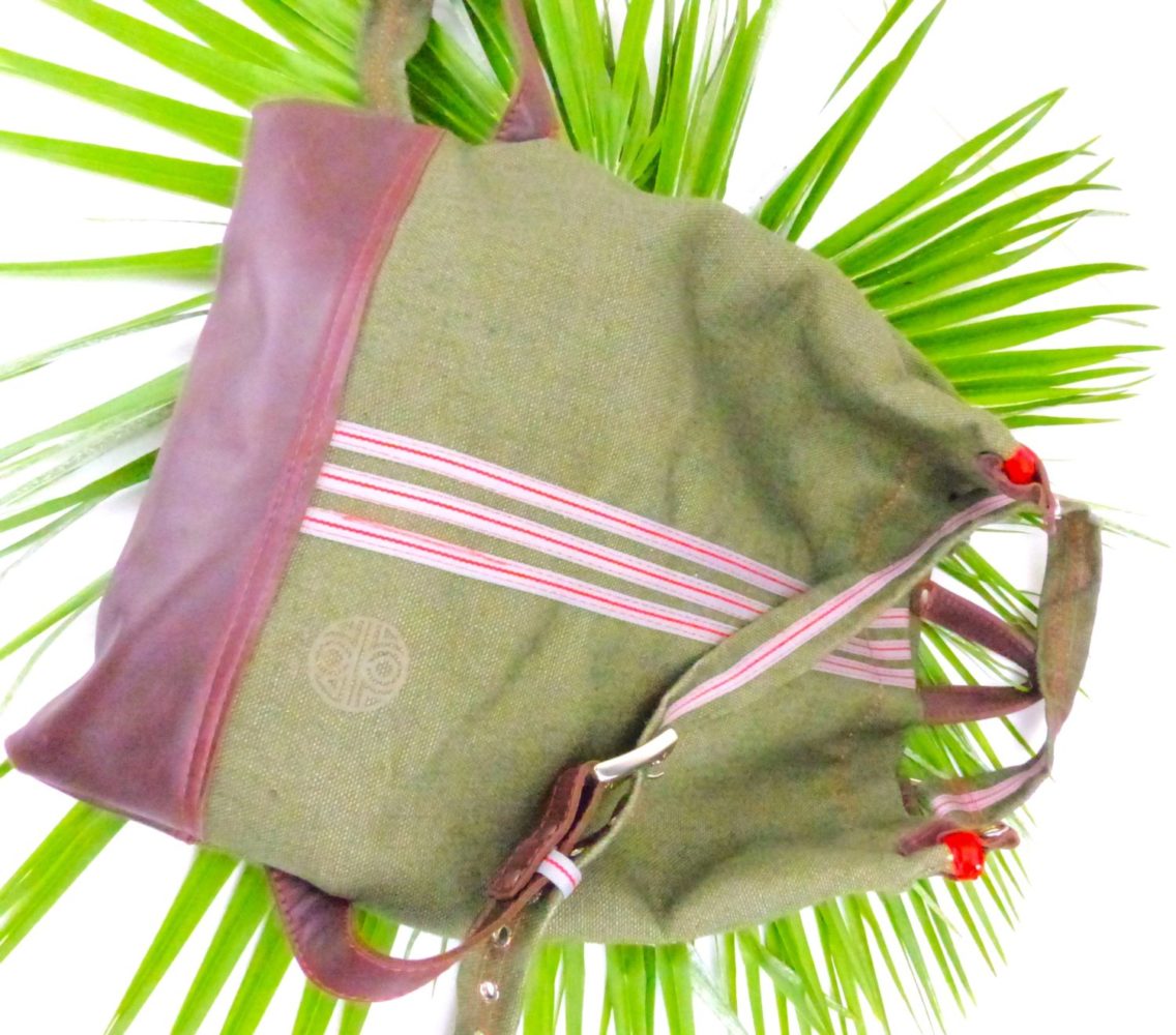 SAC A DOS TOILE DE LIN ET CUIR